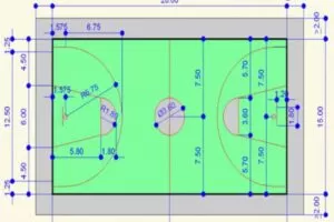 IMAGEN DE LAS MEDIDAS DE LA CANCHA DE BASQUETBOL / BASKETBALL COURT DIMENSIONS IMAGE